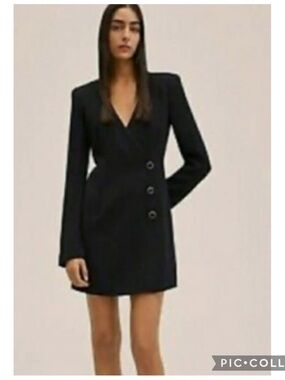 Jason Wu Faux Wrap Blazer Black Mini Dress Tailored Chic Button Detail Size S